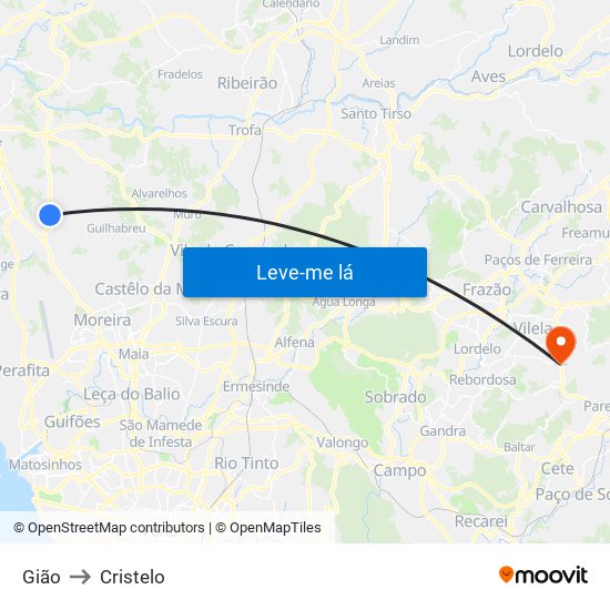 Gião to Cristelo map