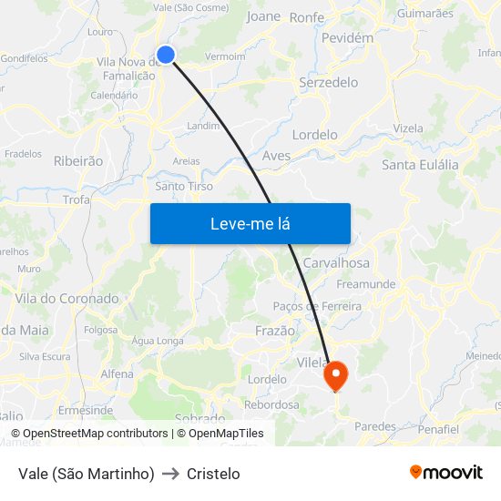Vale (São Martinho) to Cristelo map