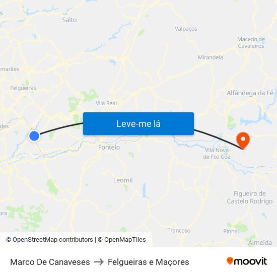 Marco De Canaveses to Felgueiras e Maçores map