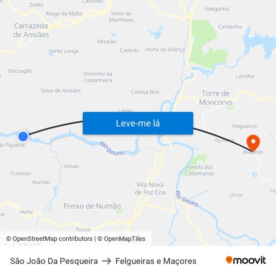 São João Da Pesqueira to Felgueiras e Maçores map