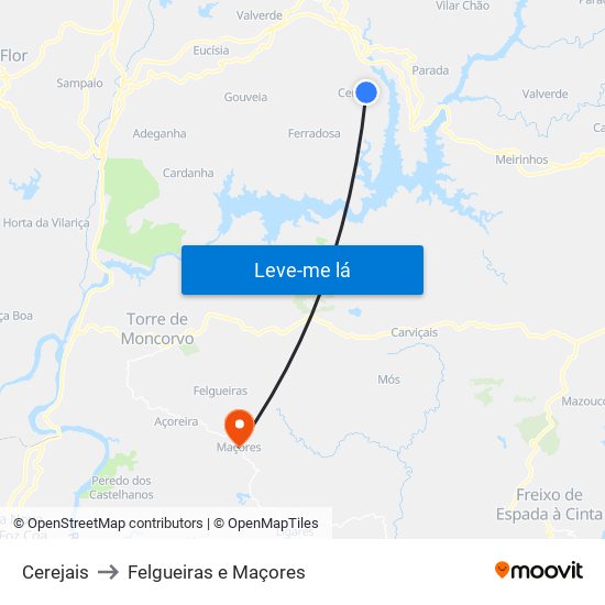 Cerejais to Felgueiras e Maçores map