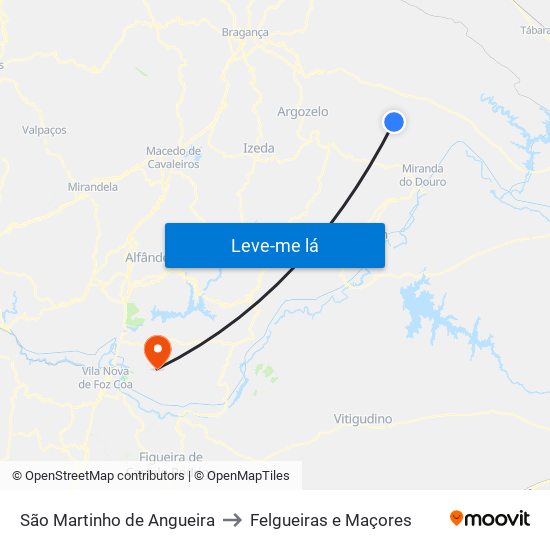 São Martinho de Angueira to Felgueiras e Maçores map