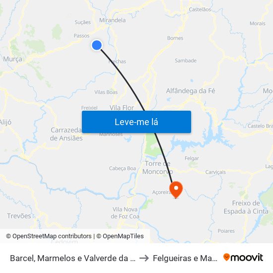 Barcel, Marmelos e Valverde da Gestosa to Felgueiras e Maçores map