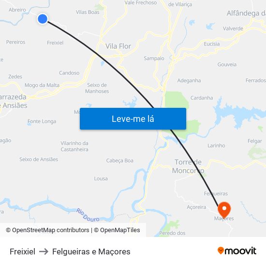 Freixiel to Felgueiras e Maçores map