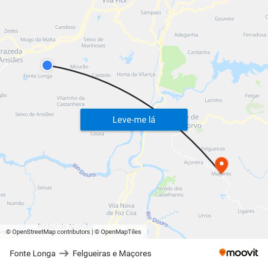 Fonte Longa to Felgueiras e Maçores map