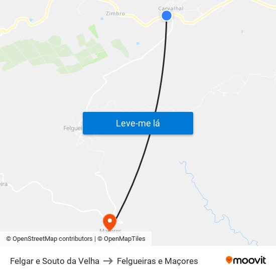 Felgar e Souto da Velha to Felgueiras e Maçores map