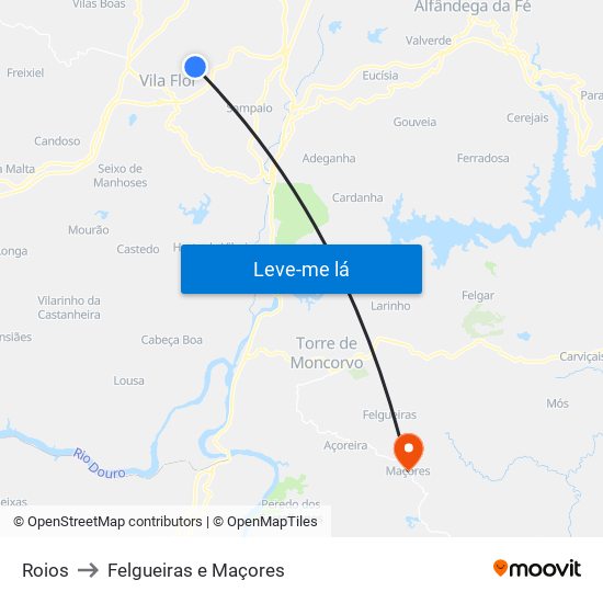 Roios to Felgueiras e Maçores map