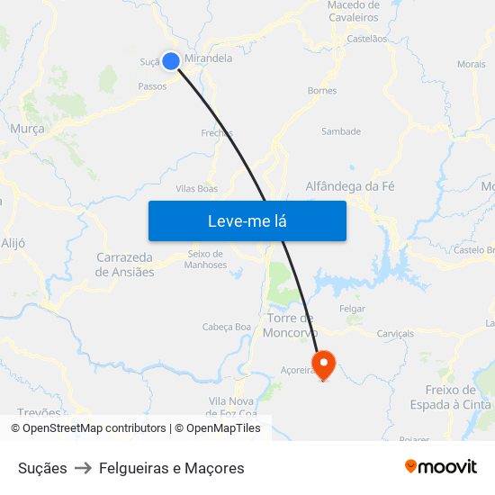 Suçães to Felgueiras e Maçores map