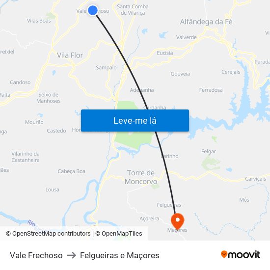 Vale Frechoso to Felgueiras e Maçores map