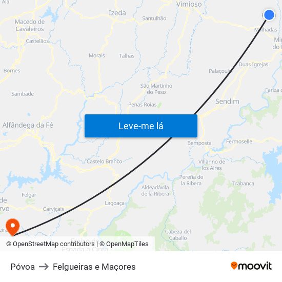 Póvoa to Felgueiras e Maçores map