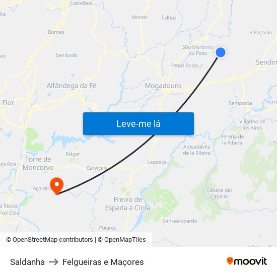 Saldanha to Felgueiras e Maçores map