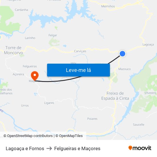 Lagoaça e Fornos to Felgueiras e Maçores map