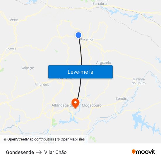 Gondesende to Vilar Chão map