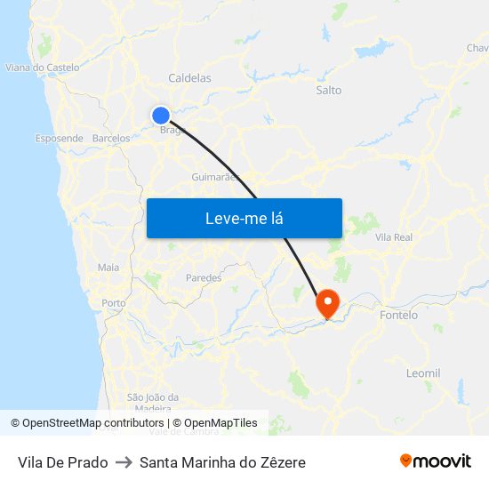 Vila De Prado to Santa Marinha do Zêzere map