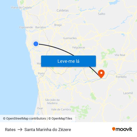 Rates to Santa Marinha do Zêzere map