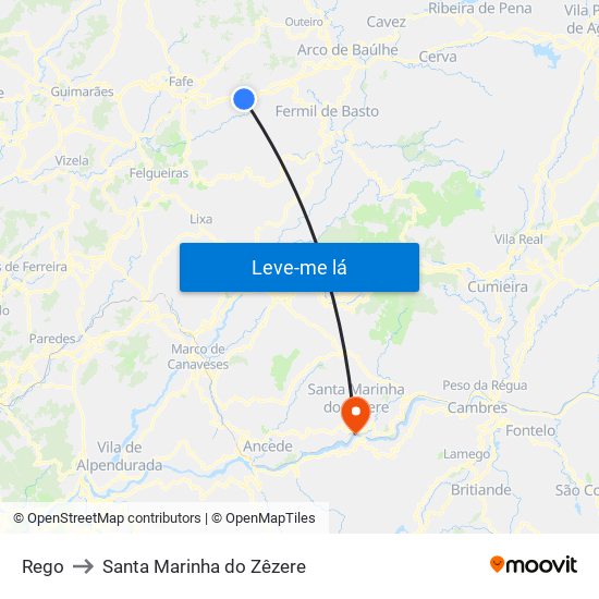 Rego to Santa Marinha do Zêzere map