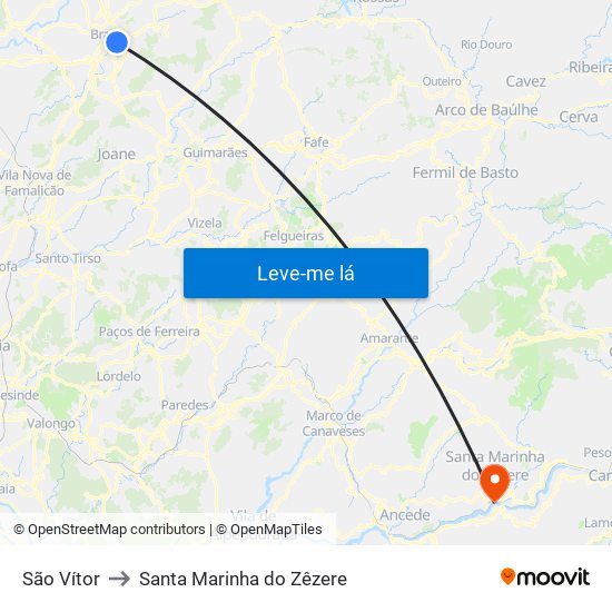 São Vítor to Santa Marinha do Zêzere map