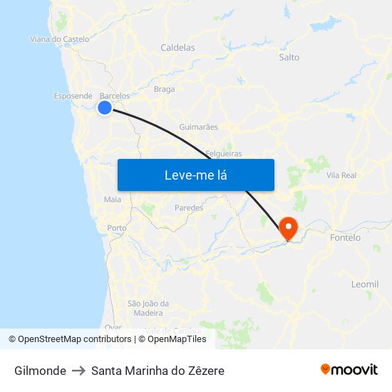 Gilmonde to Santa Marinha do Zêzere map