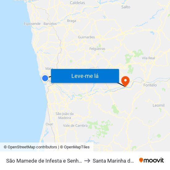 São Mamede de Infesta e Senhora da Hora to Santa Marinha do Zêzere map