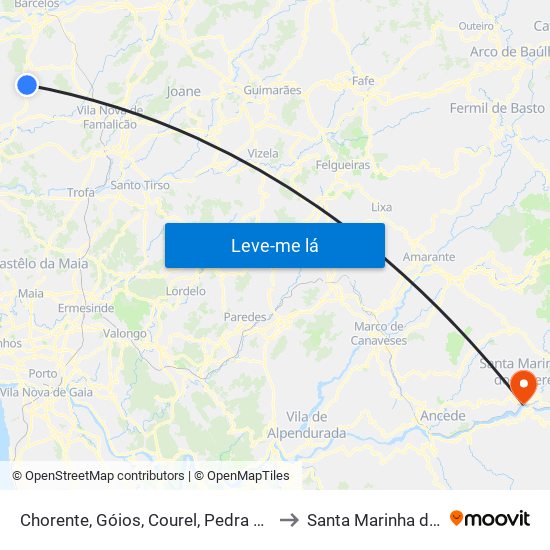 Chorente, Góios, Courel, Pedra Furada e Gueral to Santa Marinha do Zêzere map