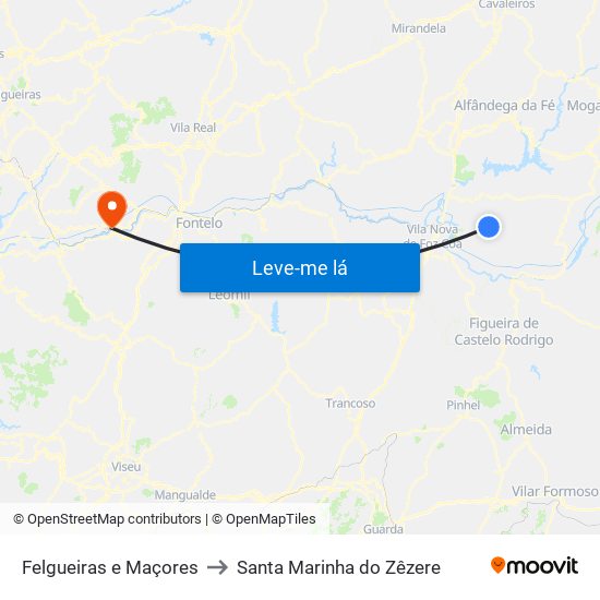 Felgueiras e Maçores to Santa Marinha do Zêzere map
