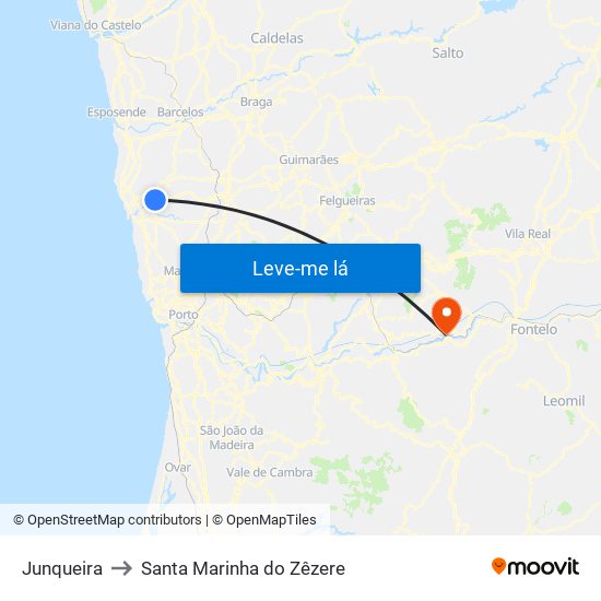 Junqueira to Santa Marinha do Zêzere map