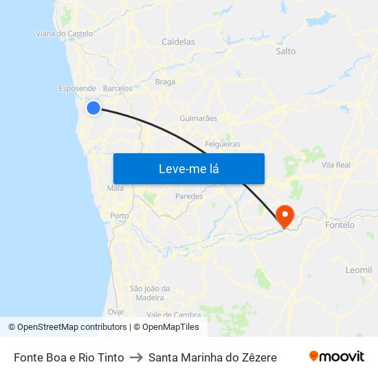 Fonte Boa e Rio Tinto to Santa Marinha do Zêzere map