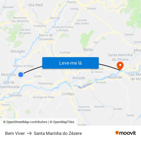 Bem Viver to Santa Marinha do Zêzere map
