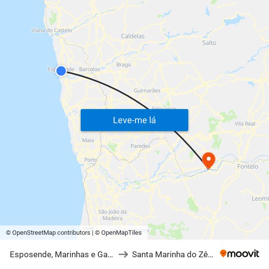 Esposende, Marinhas e Gandra to Santa Marinha do Zêzere map