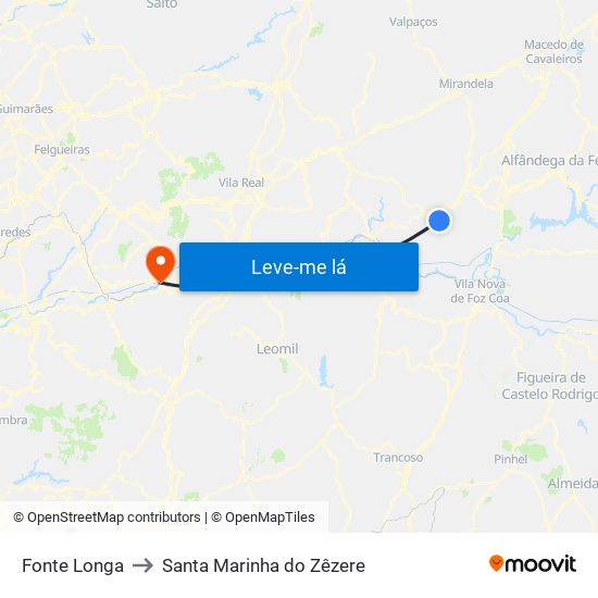 Fonte Longa to Santa Marinha do Zêzere map