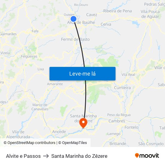 Alvite e Passos to Santa Marinha do Zêzere map