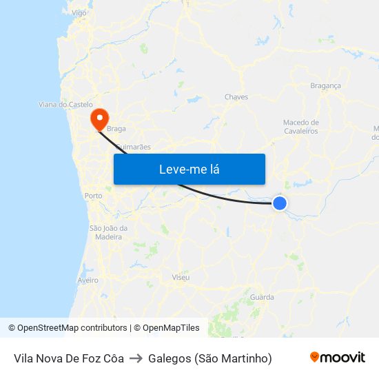 Vila Nova De Foz Côa to Galegos (São Martinho) map