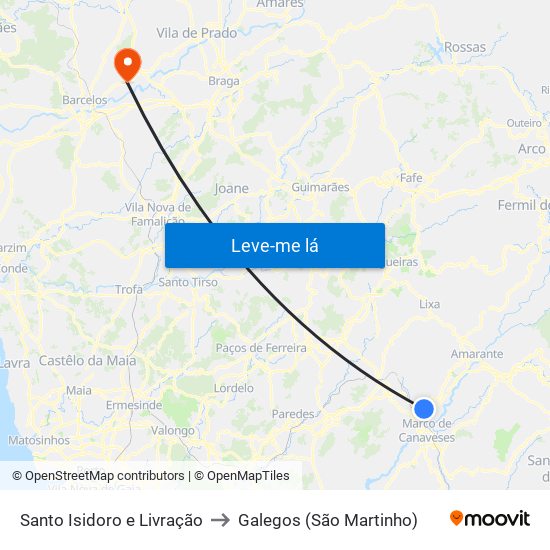 Santo Isidoro e Livração to Galegos (São Martinho) map