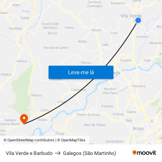 Vila Verde e Barbudo to Galegos (São Martinho) map