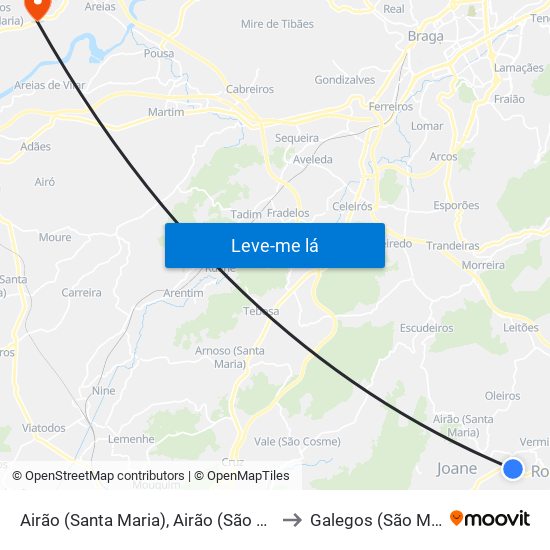 Airão (Santa Maria), Airão (São João) e Vermil to Galegos (São Martinho) map