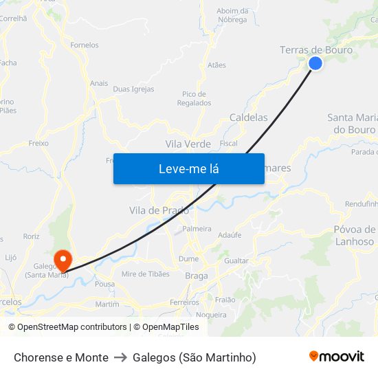 Chorense e Monte to Galegos (São Martinho) map