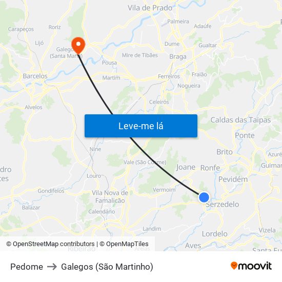 Pedome to Galegos (São Martinho) map