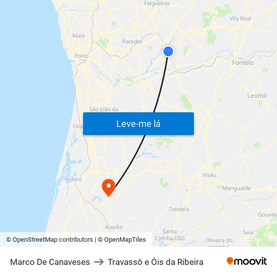 Marco De Canaveses to Travassô e Óis da Ribeira map