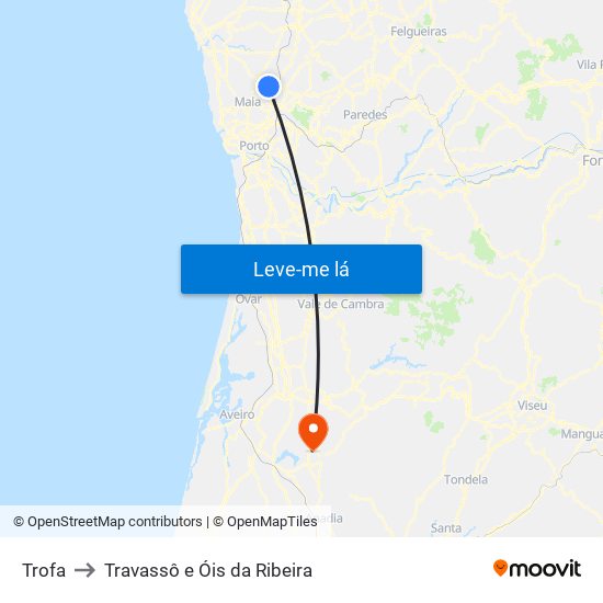 Trofa to Travassô e Óis da Ribeira map