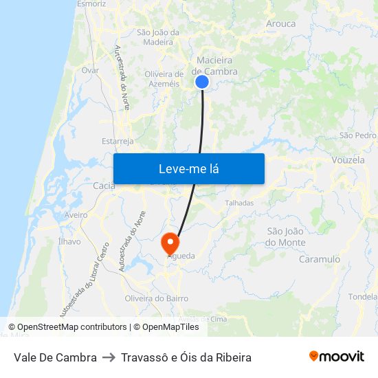 Vale De Cambra to Travassô e Óis da Ribeira map