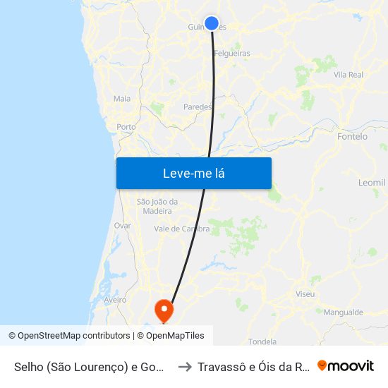 Selho (São Lourenço) e Gominhães to Travassô e Óis da Ribeira map