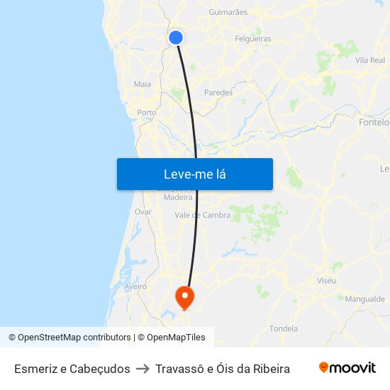 Esmeriz e Cabeçudos to Travassô e Óis da Ribeira map