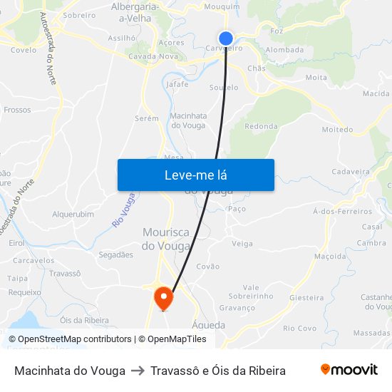 Macinhata do Vouga to Travassô e Óis da Ribeira map