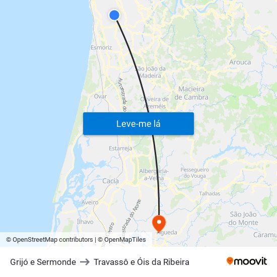 Grijó e Sermonde to Travassô e Óis da Ribeira map