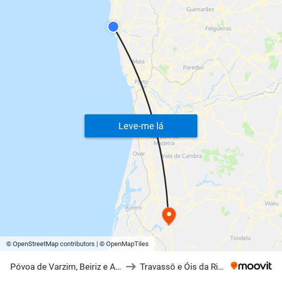 Póvoa de Varzim, Beiriz e Argivai to Travassô e Óis da Ribeira map