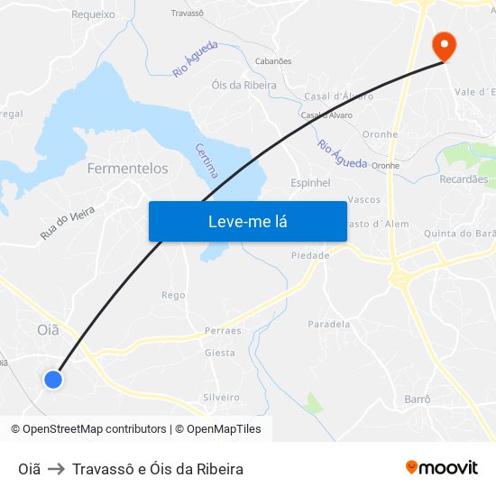 Oiã to Travassô e Óis da Ribeira map