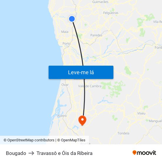 Bougado to Travassô e Óis da Ribeira map