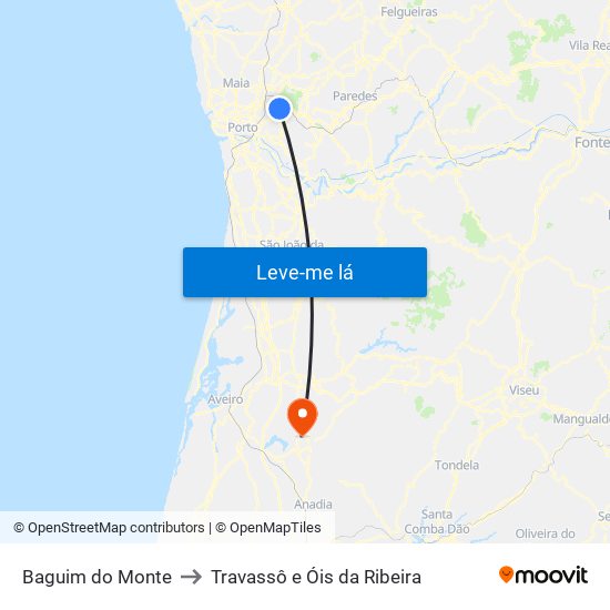 Baguim do Monte to Travassô e Óis da Ribeira map