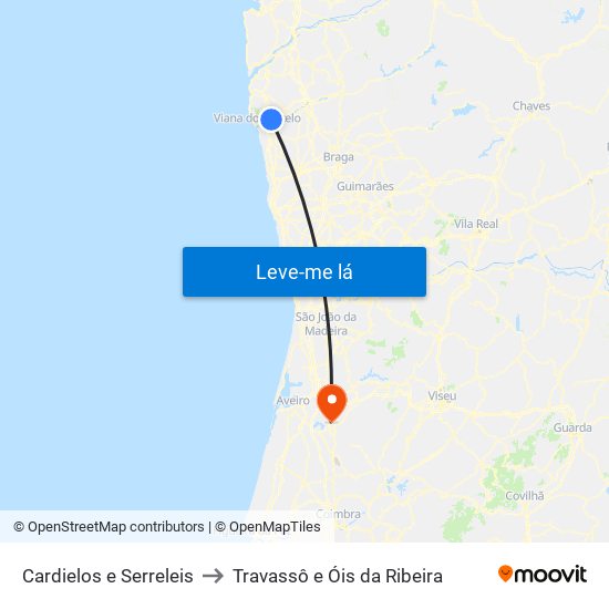 Cardielos e Serreleis to Travassô e Óis da Ribeira map