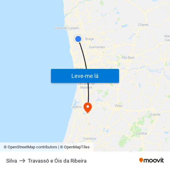 Silva to Travassô e Óis da Ribeira map